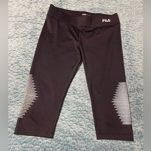 Fila Sport Performance Women’s Running Capri Pants Size M Black/White Reflective